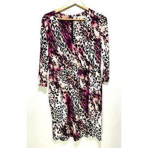 Calvin Klein wrap dress animal print career wear office siren business women 12
